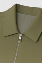 Victoria | Casual Army Green Bomber Jacket with Zipper Closure - Lumina