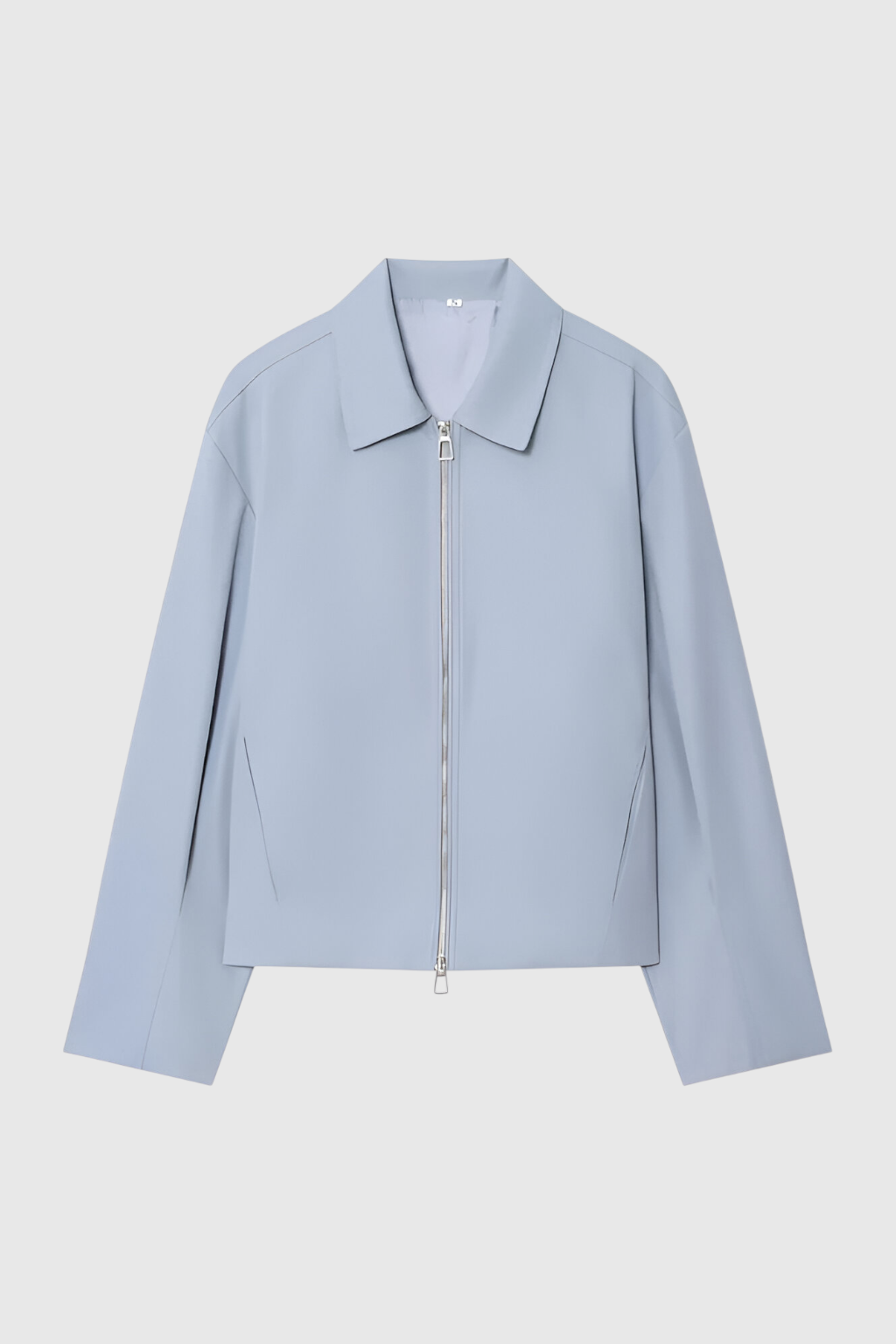 Victoria | Casual Light Blue Bomber Jacket with Zipper Closure - Lumina