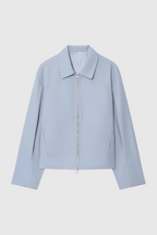 Victoria | Casual Light Blue Bomber Jacket with Zipper Closure - Lumina