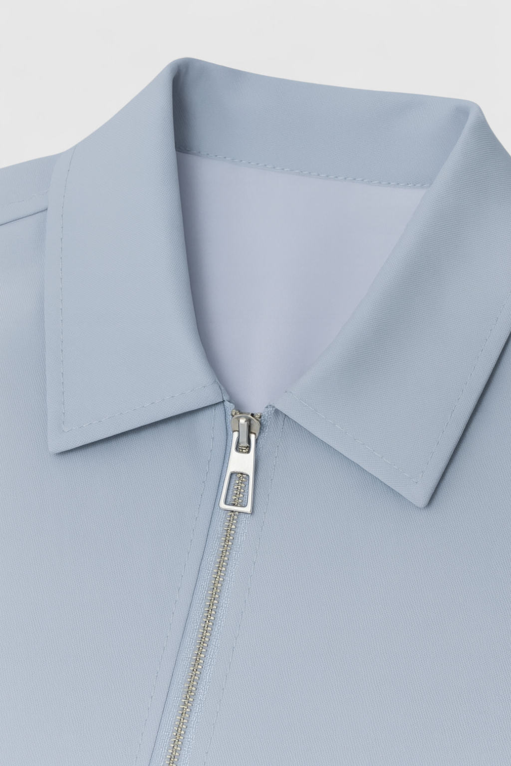 Victoria | Casual Light Blue Bomber Jacket with Zipper Closure - Lumina