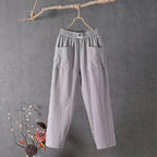 Victoria | Casual White Trousers with Elastic Waistband - Lumina