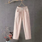 Victoria | Casual White Trousers with Elastic Waistband - Lumina