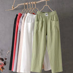 Victoria | Casual White Trousers with Elastic Waistband - Lumina