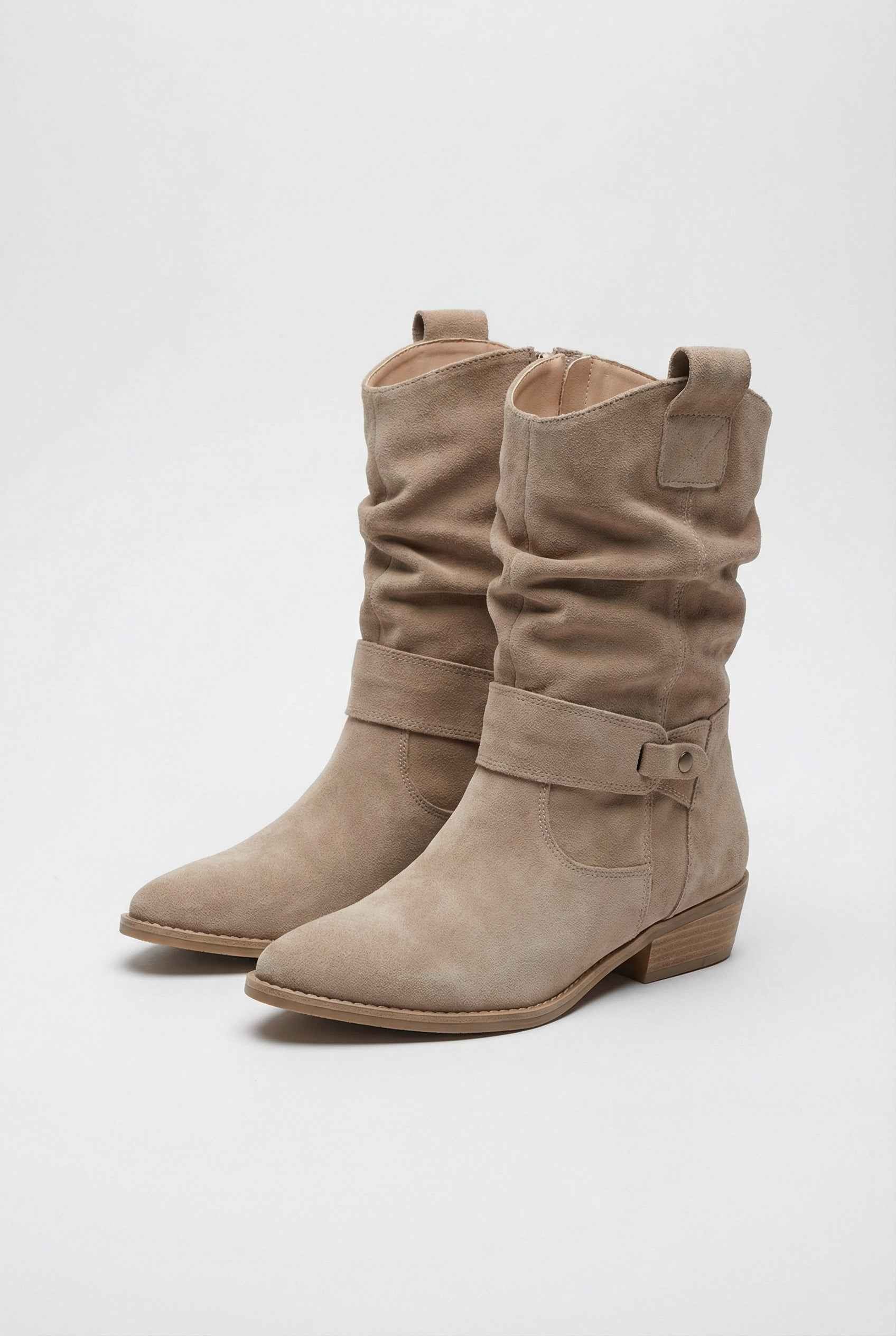 Victoria | Chic Apricot Suede Ankle Boots with Warm Lining - Lumina