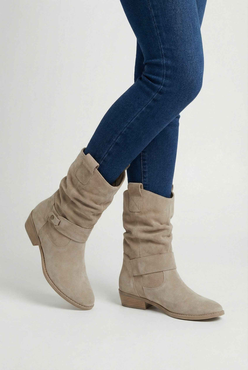 Victoria | Chic Apricot Suede Ankle Boots with Warm Lining - Lumina