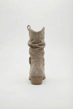 Victoria | Chic Apricot Suede Ankle Boots with Warm Lining - Lumina