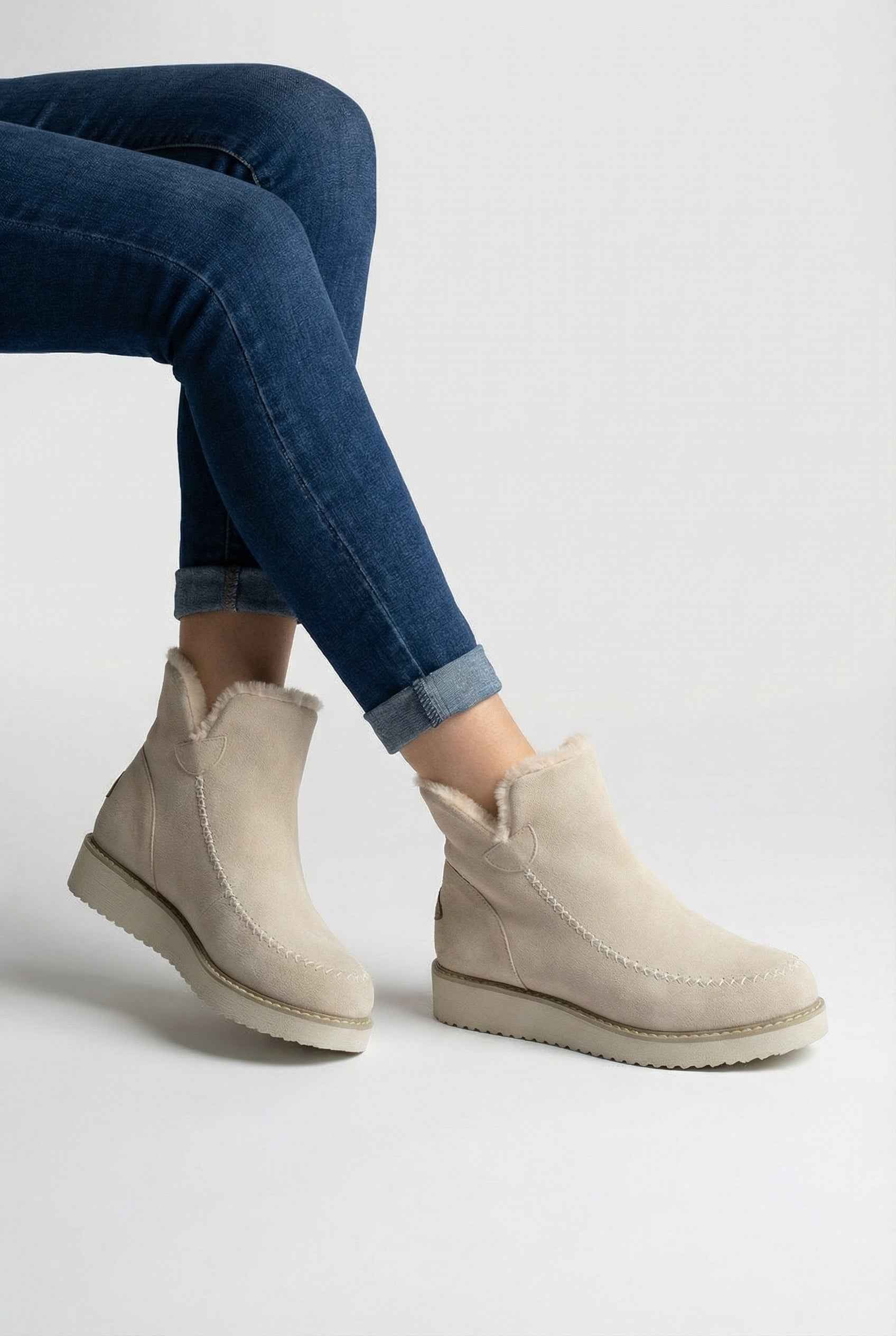 Victoria | Chic Beige Ankle Boots with Durable Sole - Lumina