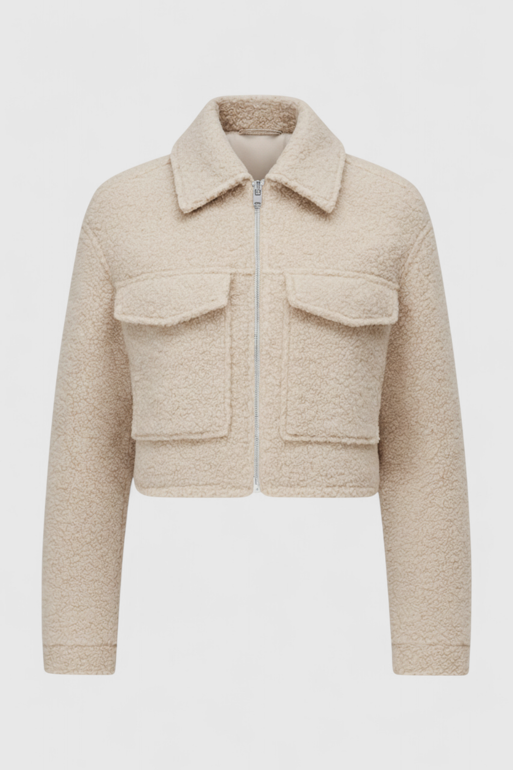 Victoria | Chic Beige Zip Jacket with Vintage Lapel and Pockets - Lumina