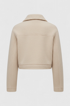 Victoria | Chic Beige Zip Jacket with Vintage Lapel and Pockets - Lumina