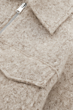 Victoria | Chic Beige Zip Jacket with Vintage Lapel and Pockets - Lumina