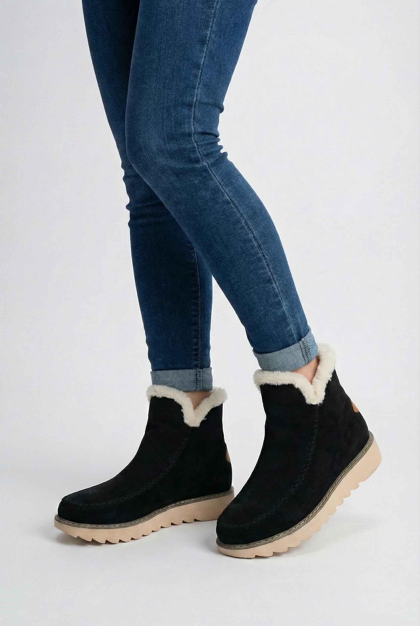 Victoria | Chic Black Ankle Boots with Warm Lining - Lumina