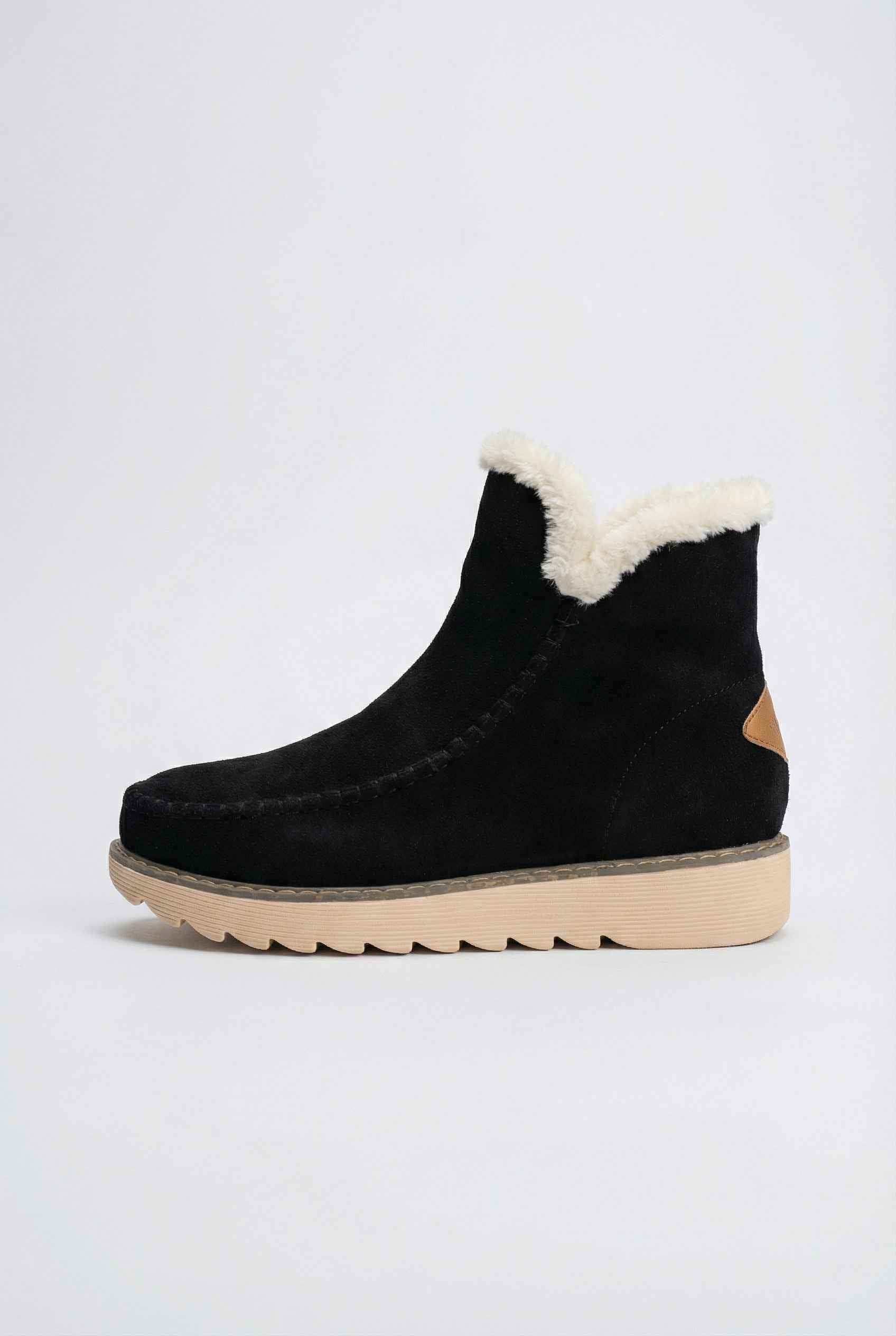 Victoria | Chic Black Ankle Boots with Warm Lining - Lumina