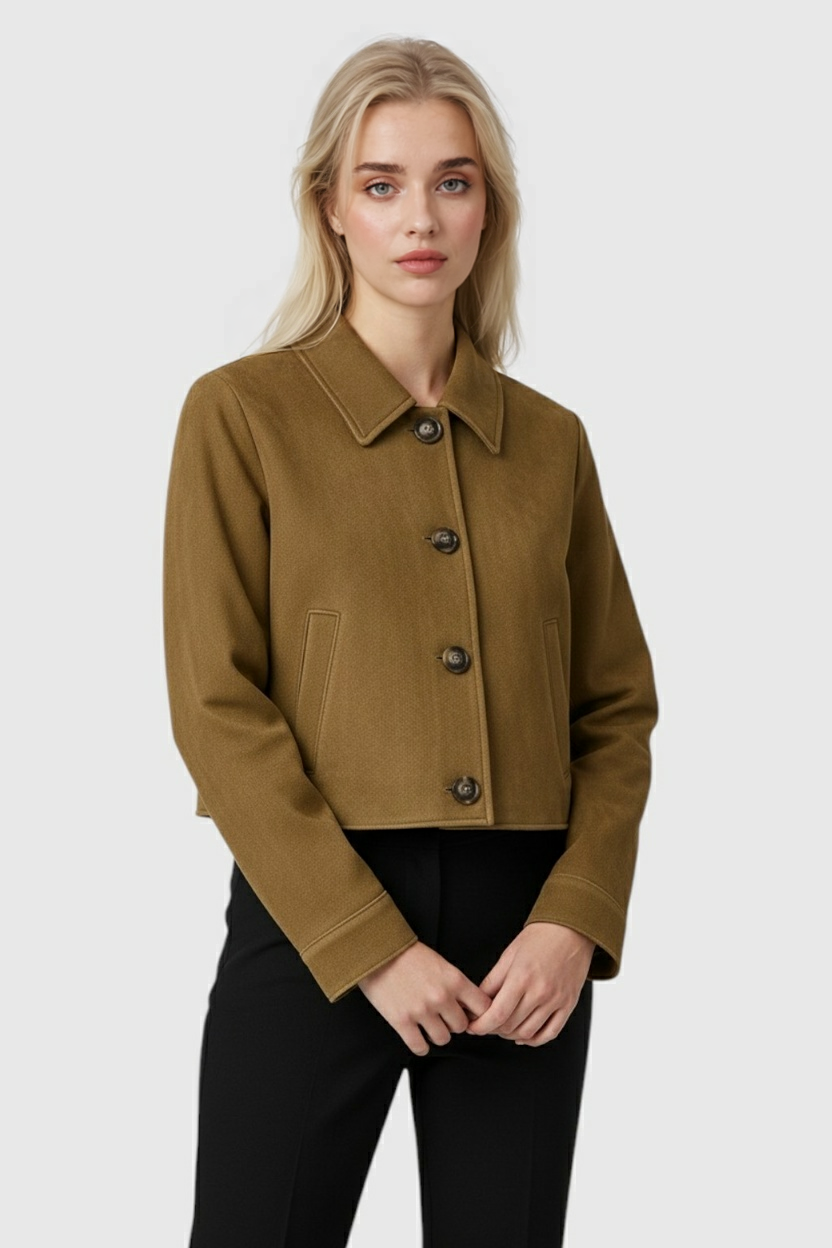 Victoria | Chic Black Button Jacket with Breathable Fabric - Lumina