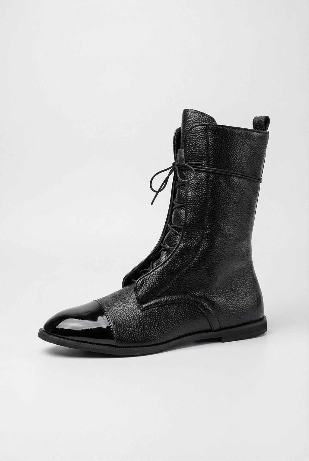 Victoria | Chic Black Lace Up Ankle Boots with Cozy Lining - Lumina