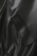 Victoria | Chic Black Leather Jacket with Retro Collar - Lumina