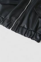 Victoria | Chic Black Leather Jacket with Retro Collar - Lumina