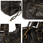 Victoria | Chic Black PU Leather Handbag with Multiple Pockets - Lumina