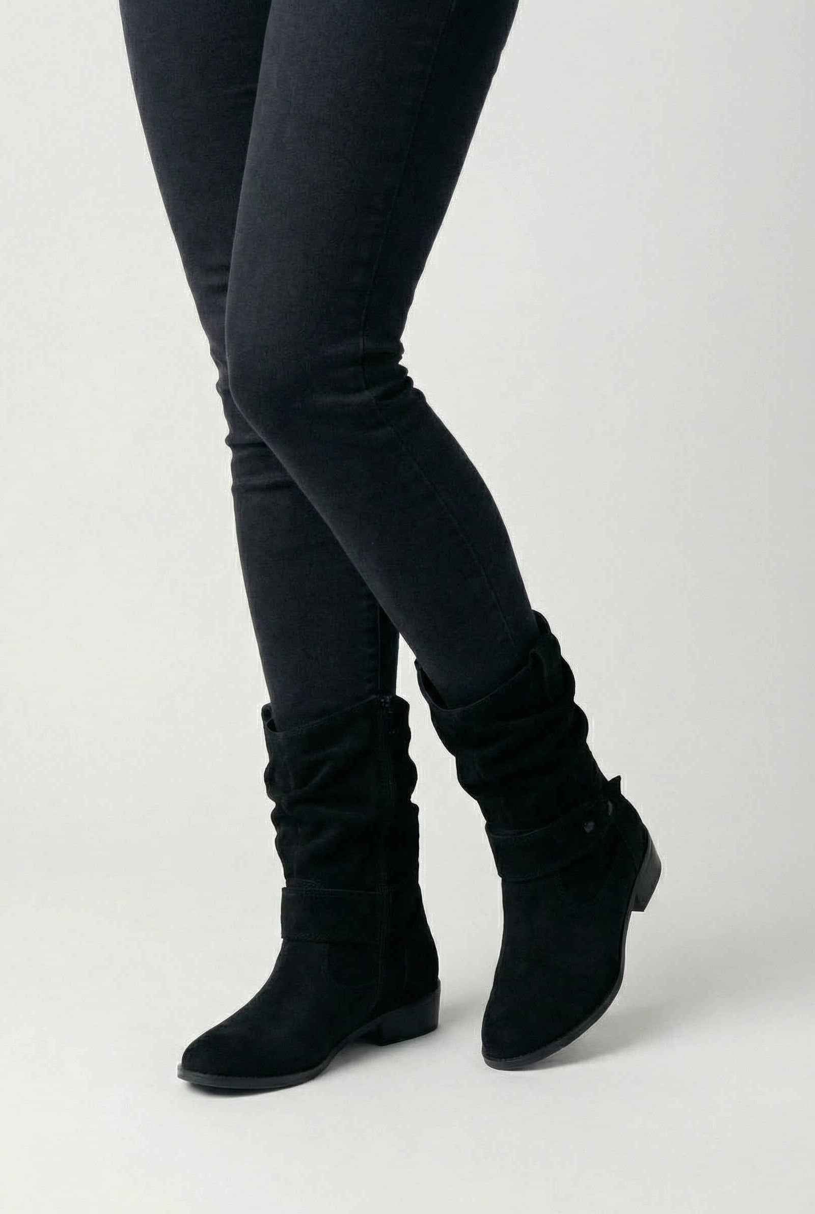 Victoria | Chic Black Suede Ankle Boots for Women with Sturdy Sole - Lumina