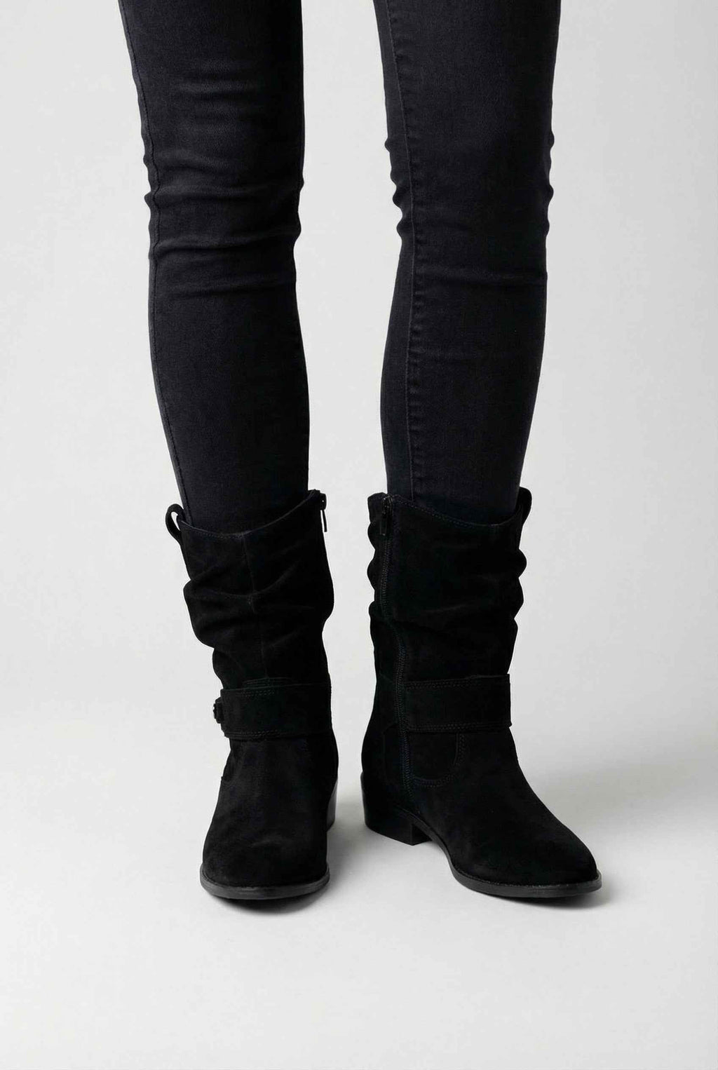 Victoria | Chic Black Suede Ankle Boots for Women with Sturdy Sole - Lumina