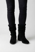 Victoria | Chic Black Suede Ankle Boots for Women with Sturdy Sole - Lumina