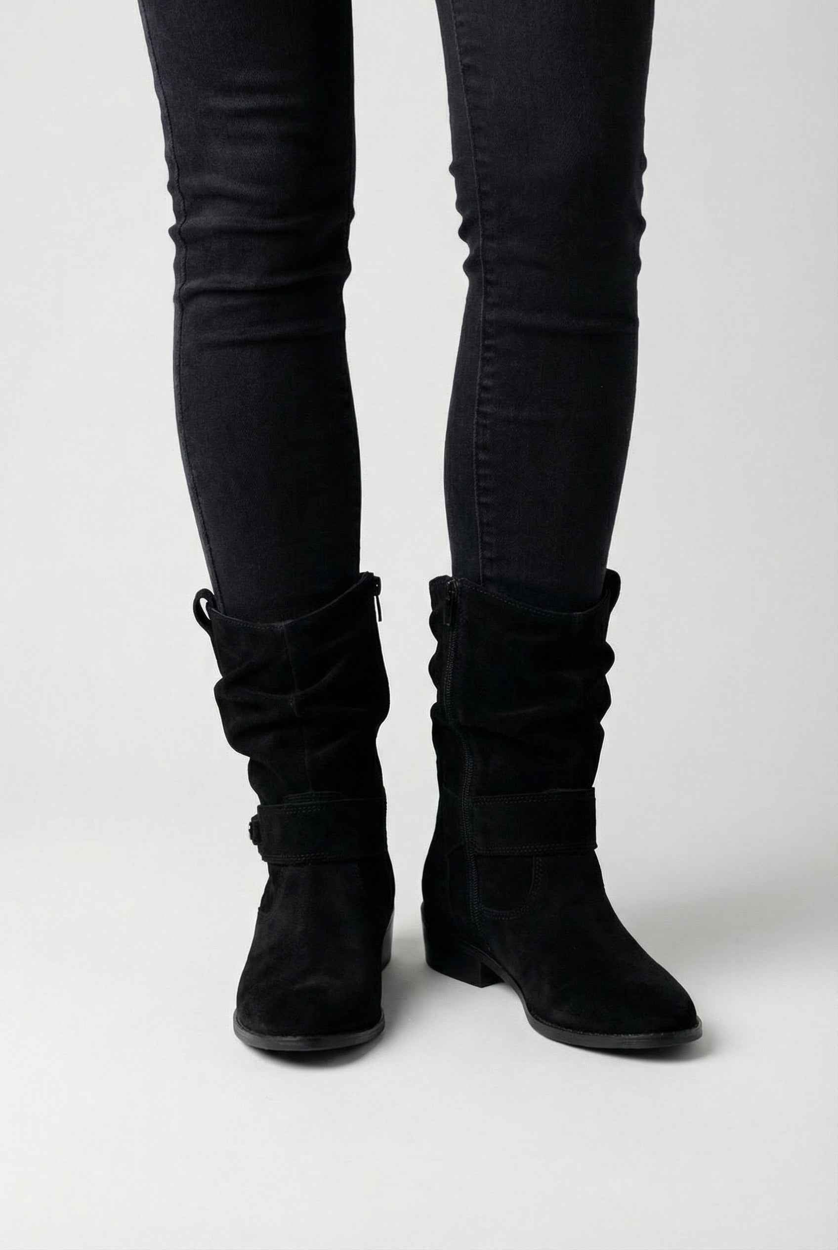 Victoria | Chic Black Suede Ankle Boots for Women with Sturdy Sole - Lumina
