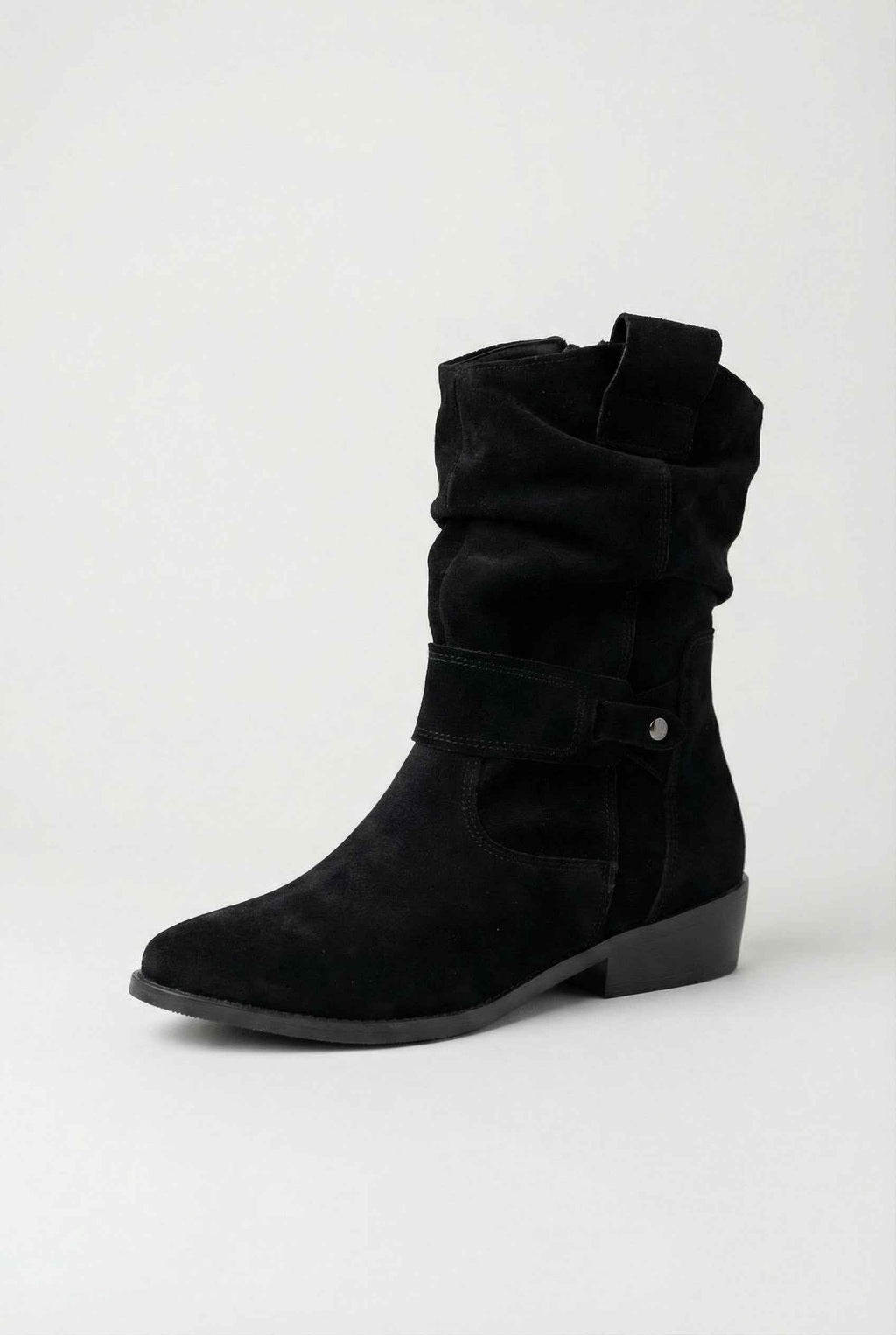 Victoria | Chic Black Suede Ankle Boots for Women with Sturdy Sole - Lumina