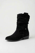 Victoria | Chic Black Suede Ankle Boots for Women with Sturdy Sole - Lumina