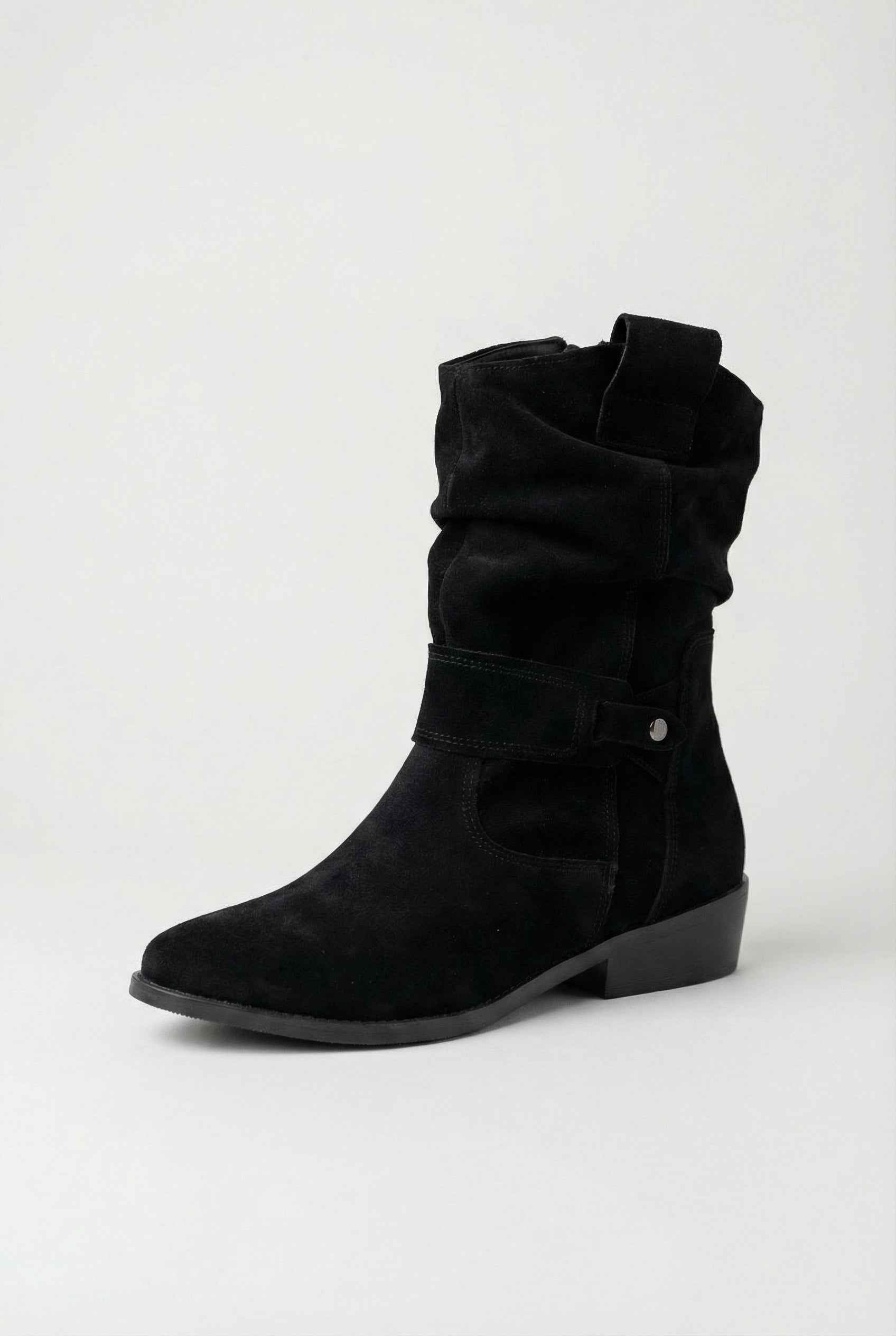 Victoria | Chic Black Suede Ankle Boots for Women with Sturdy Sole - Lumina