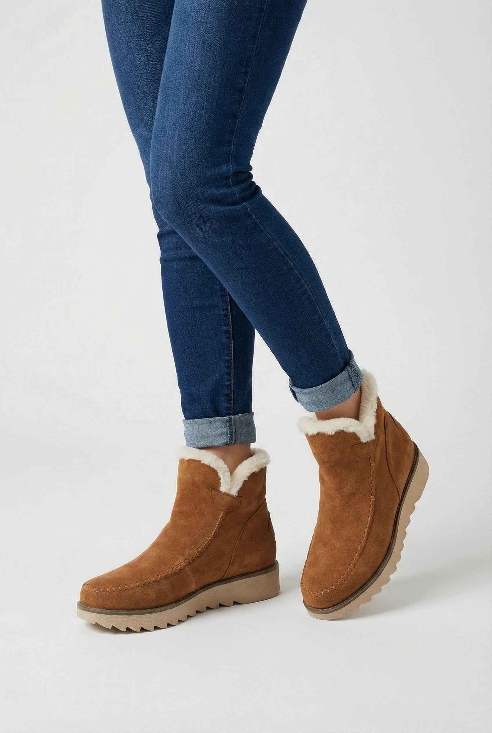 Victoria | Chic Brown Ankle Boots with Warm Lining - Lumina