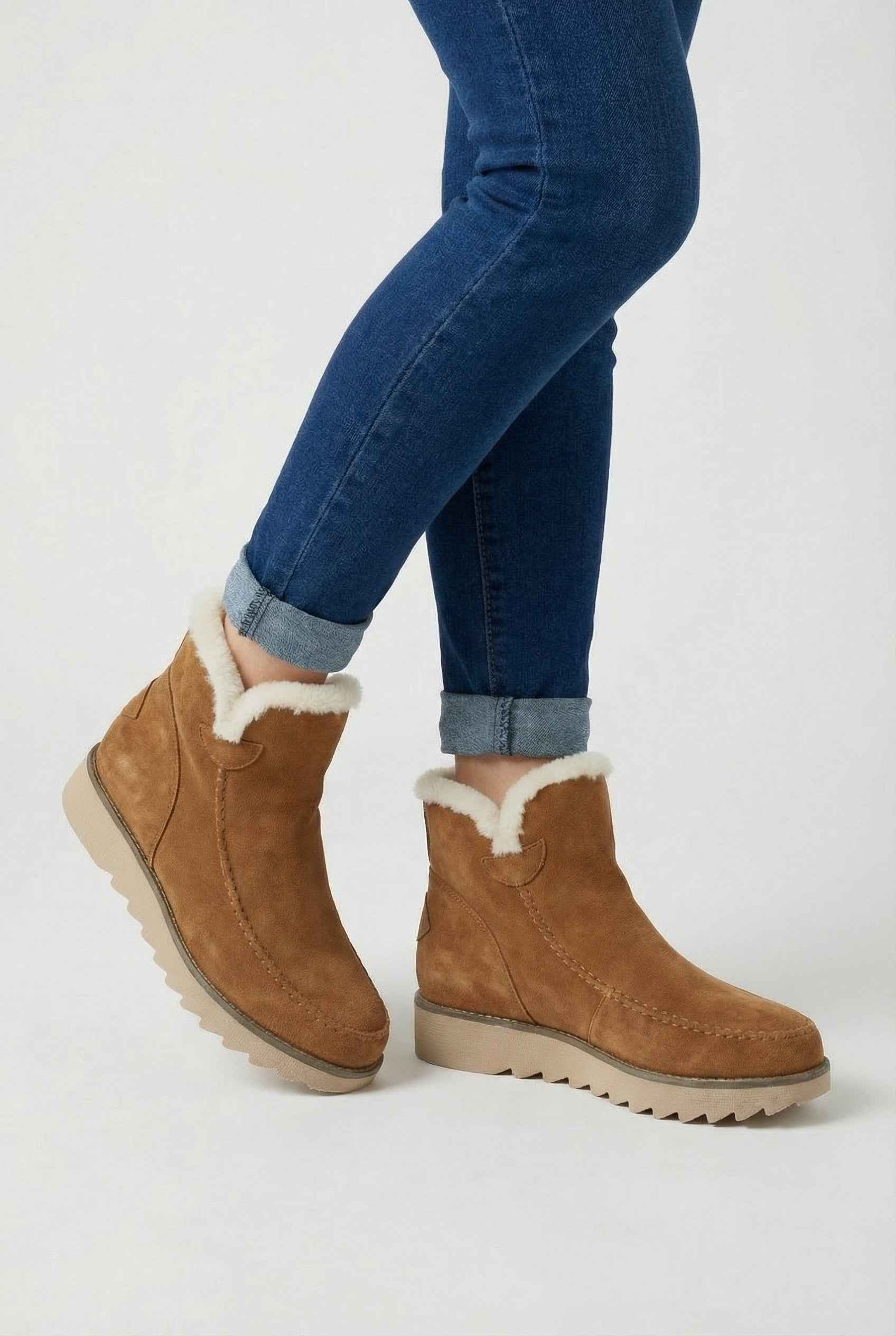 Victoria | Chic Brown Ankle Boots with Warm Lining - Lumina