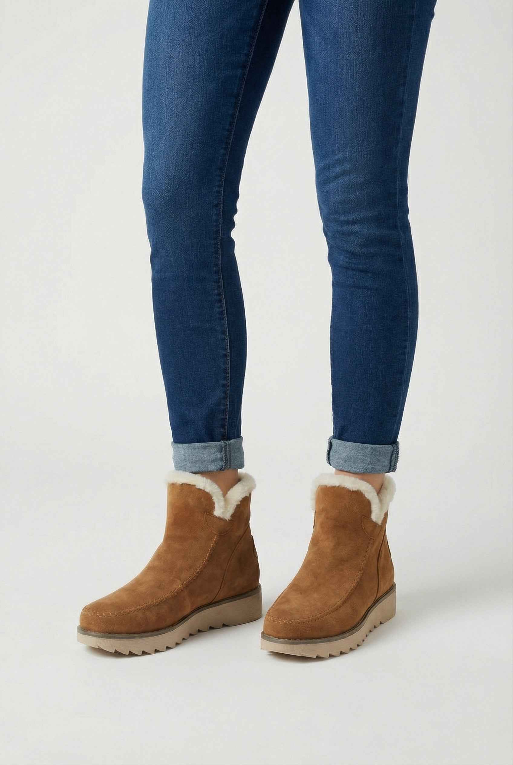 Victoria | Chic Brown Ankle Boots with Warm Lining - Lumina
