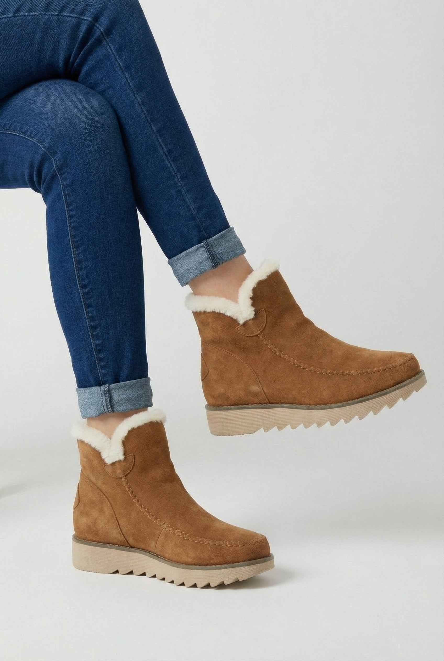 Victoria | Chic Brown Ankle Boots with Warm Lining - Lumina
