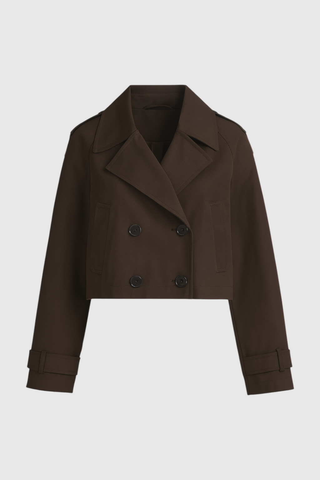 Victoria | Chic Brown Windbreaker Jacket with Double-Breasted Design - Lumina