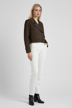 Victoria | Chic Brown Windbreaker Jacket with Double-Breasted Design - Lumina