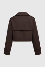 Victoria | Chic Brown Windbreaker Jacket with Double-Breasted Design - Lumina