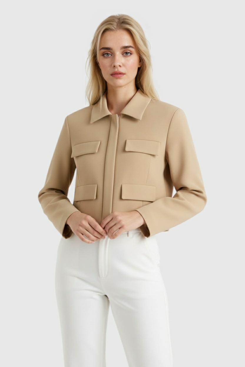 Victoria | Chic Cropped Button Jacket with Flattering Fit - Lumina