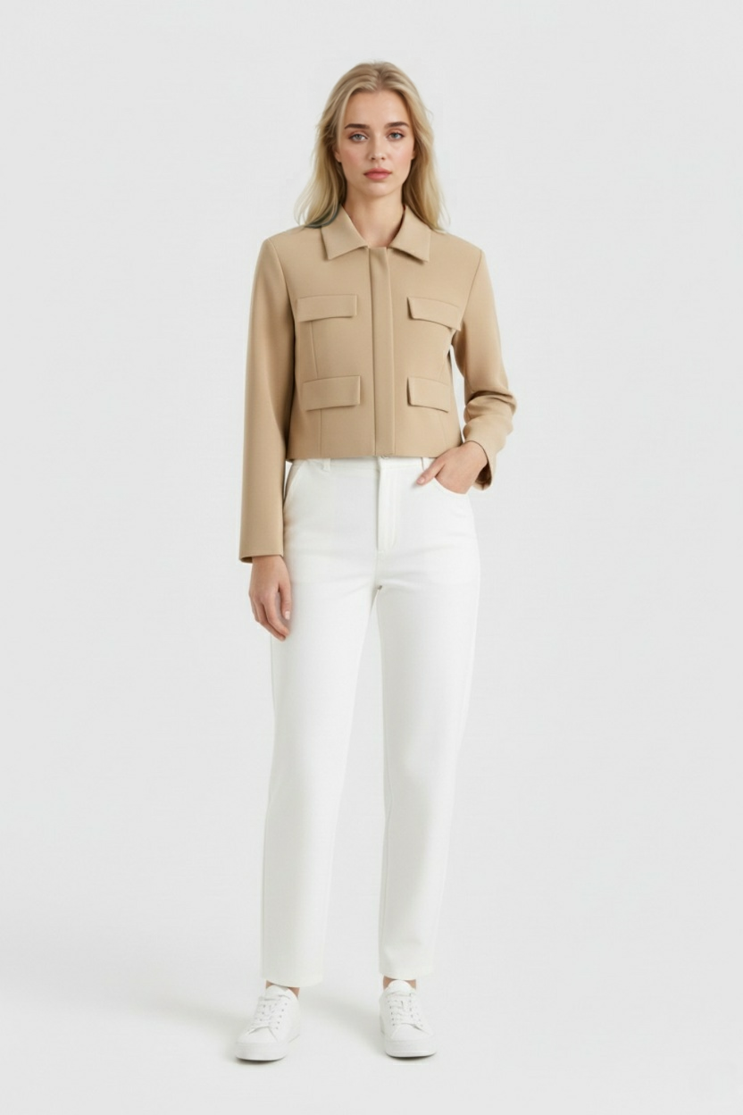 Victoria | Chic Cropped Button Jacket with Flattering Fit - Lumina