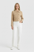 Victoria | Chic Cropped Button Jacket with Flattering Fit - Lumina