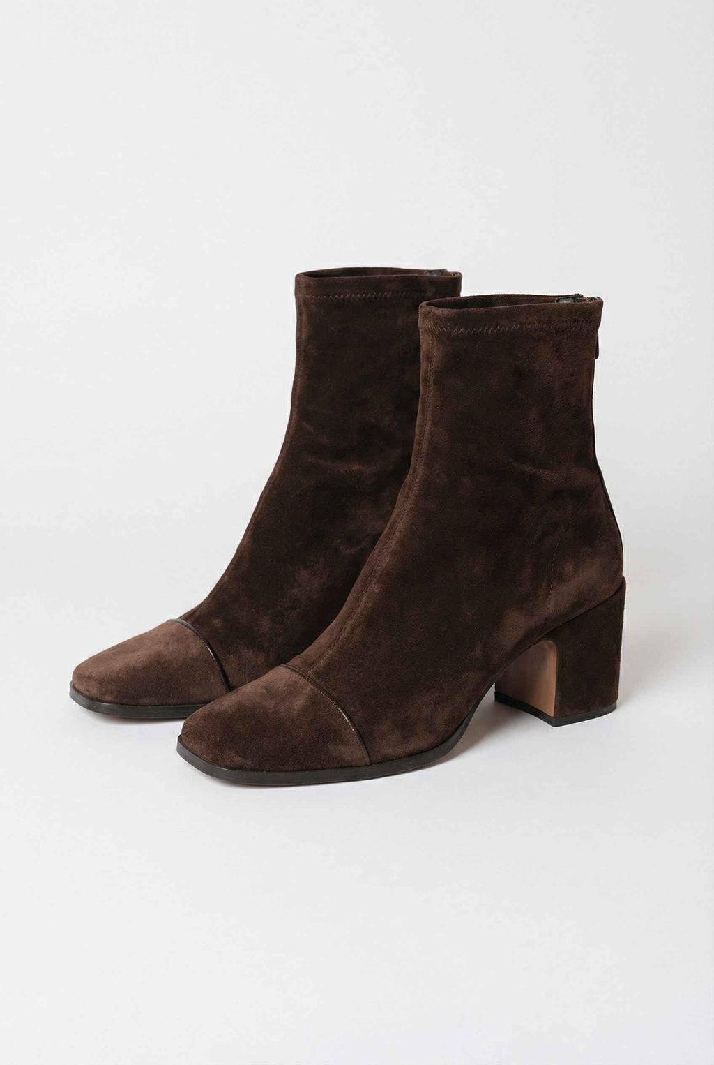 Victoria | Chic Dark Brown Block Heel Ankle Boots with Sleek Design - Lumina