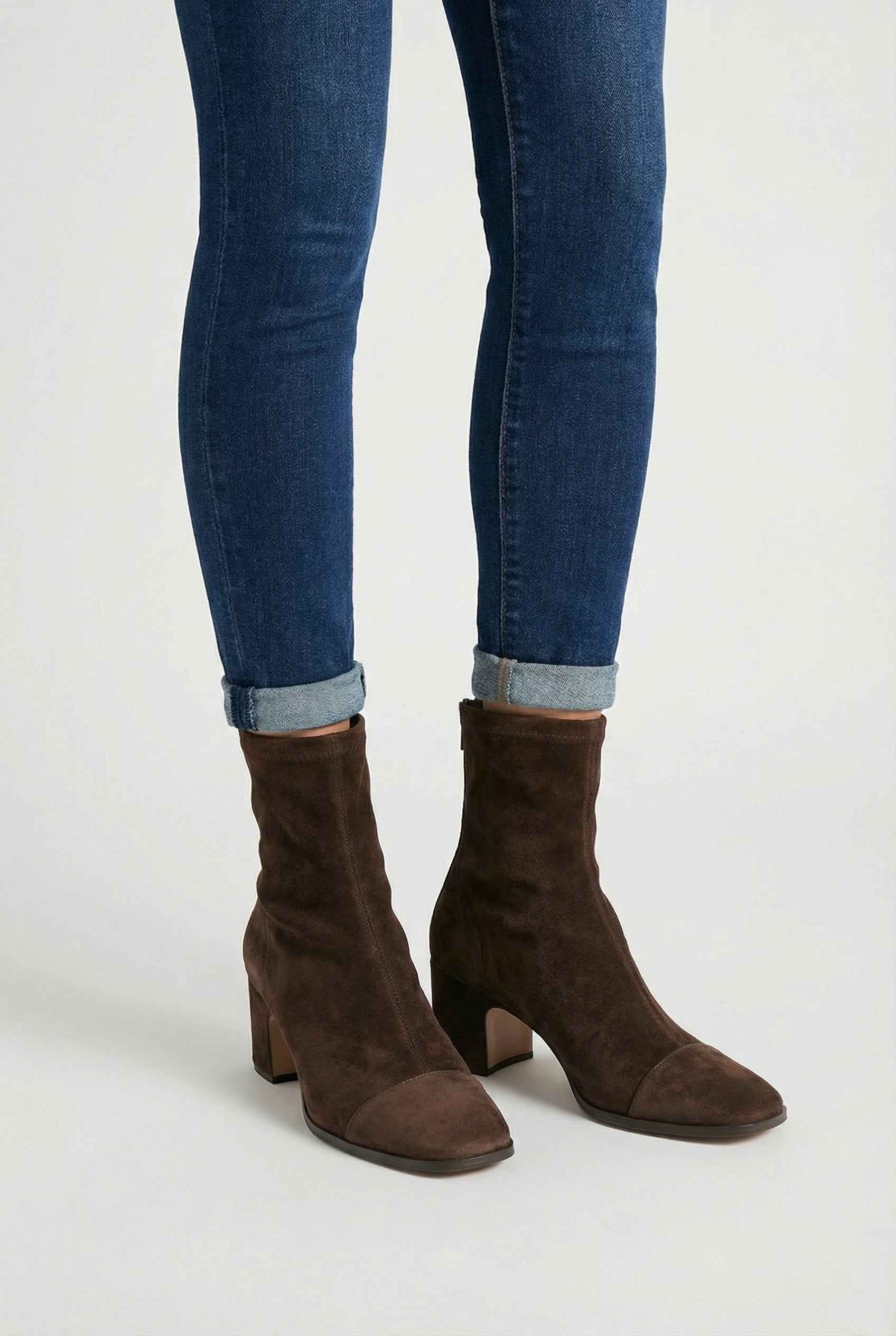 Victoria | Chic Dark Brown Block Heel Ankle Boots with Sleek Design - Lumina