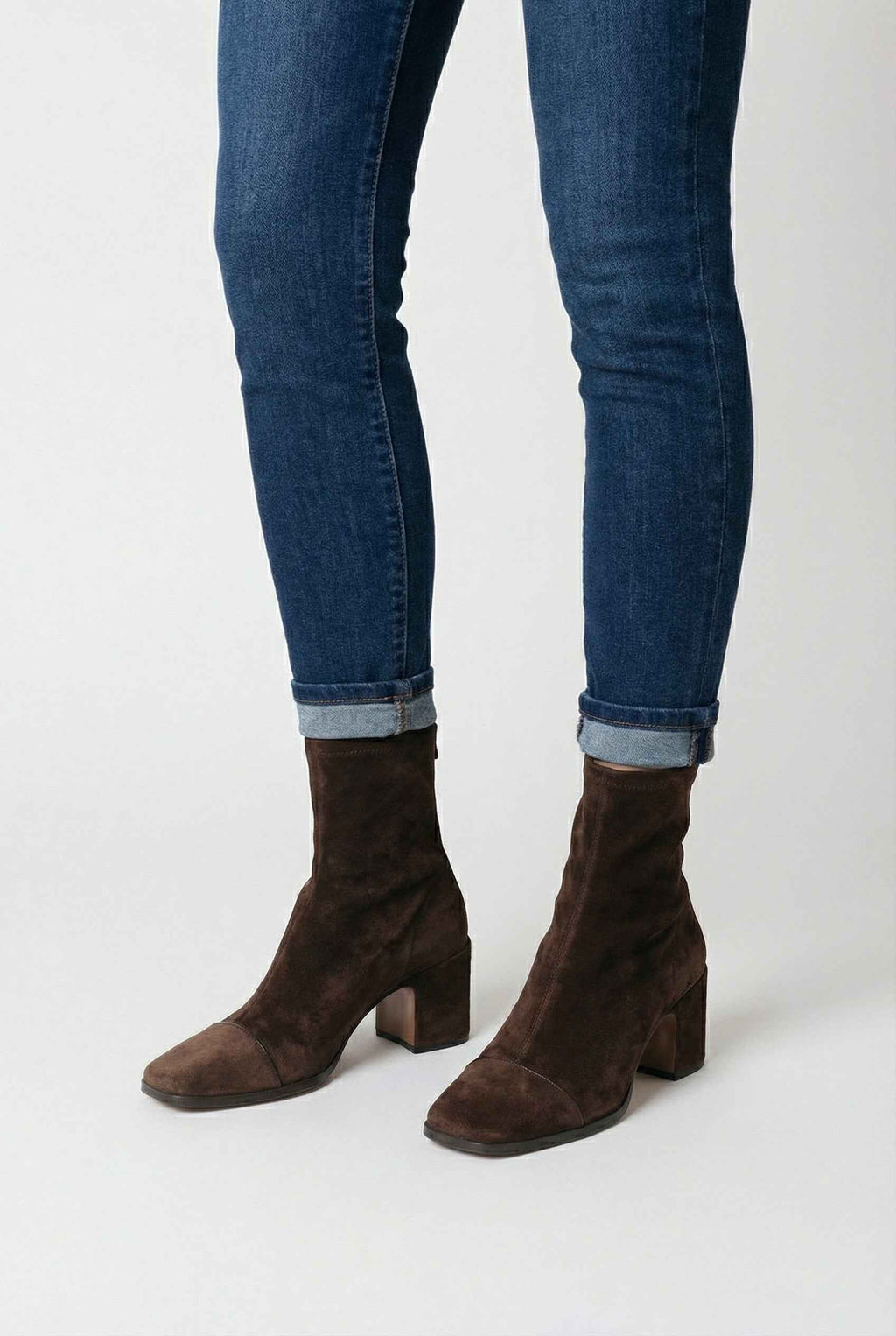 Victoria | Chic Dark Brown Block Heel Ankle Boots with Sleek Design - Lumina