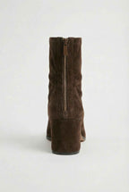 Victoria | Chic Dark Brown Block Heel Ankle Boots with Sleek Design - Lumina