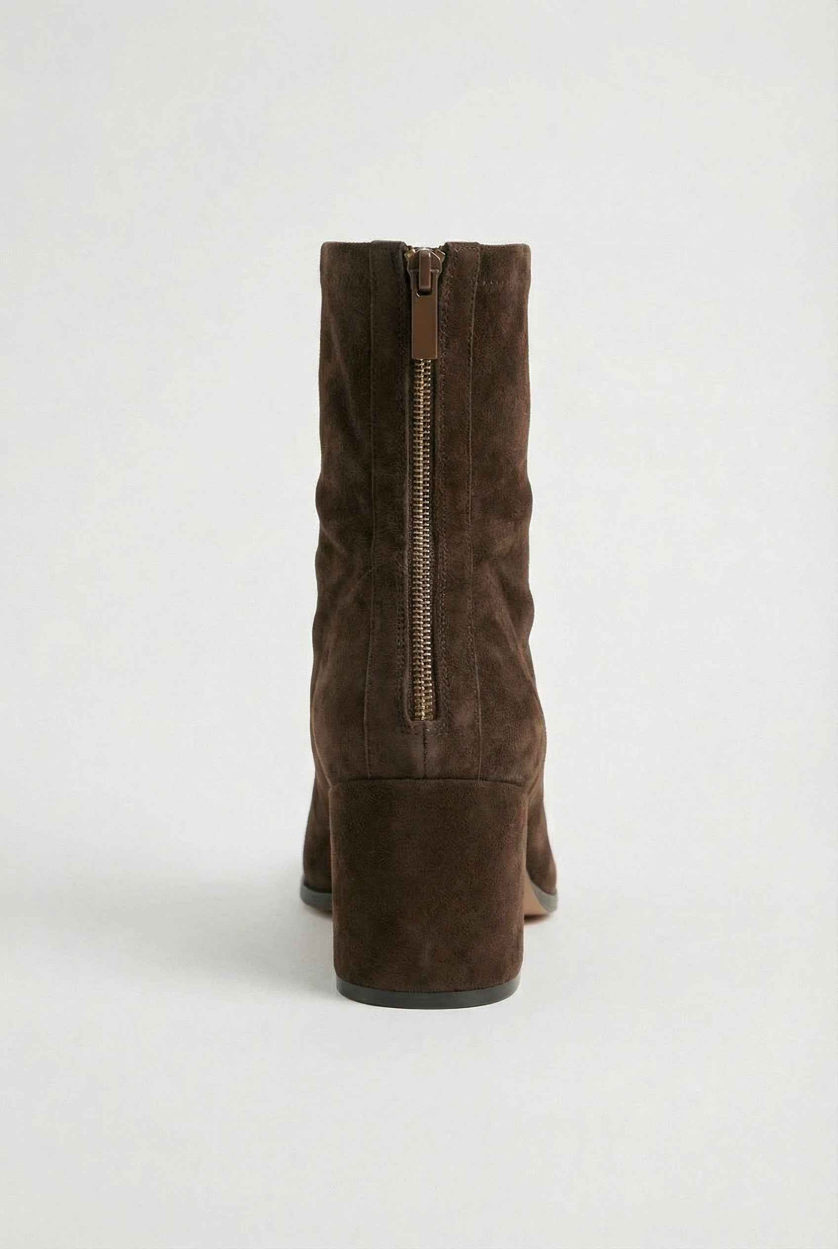 Victoria | Chic Dark Brown Block Heel Ankle Boots with Sleek Design - Lumina