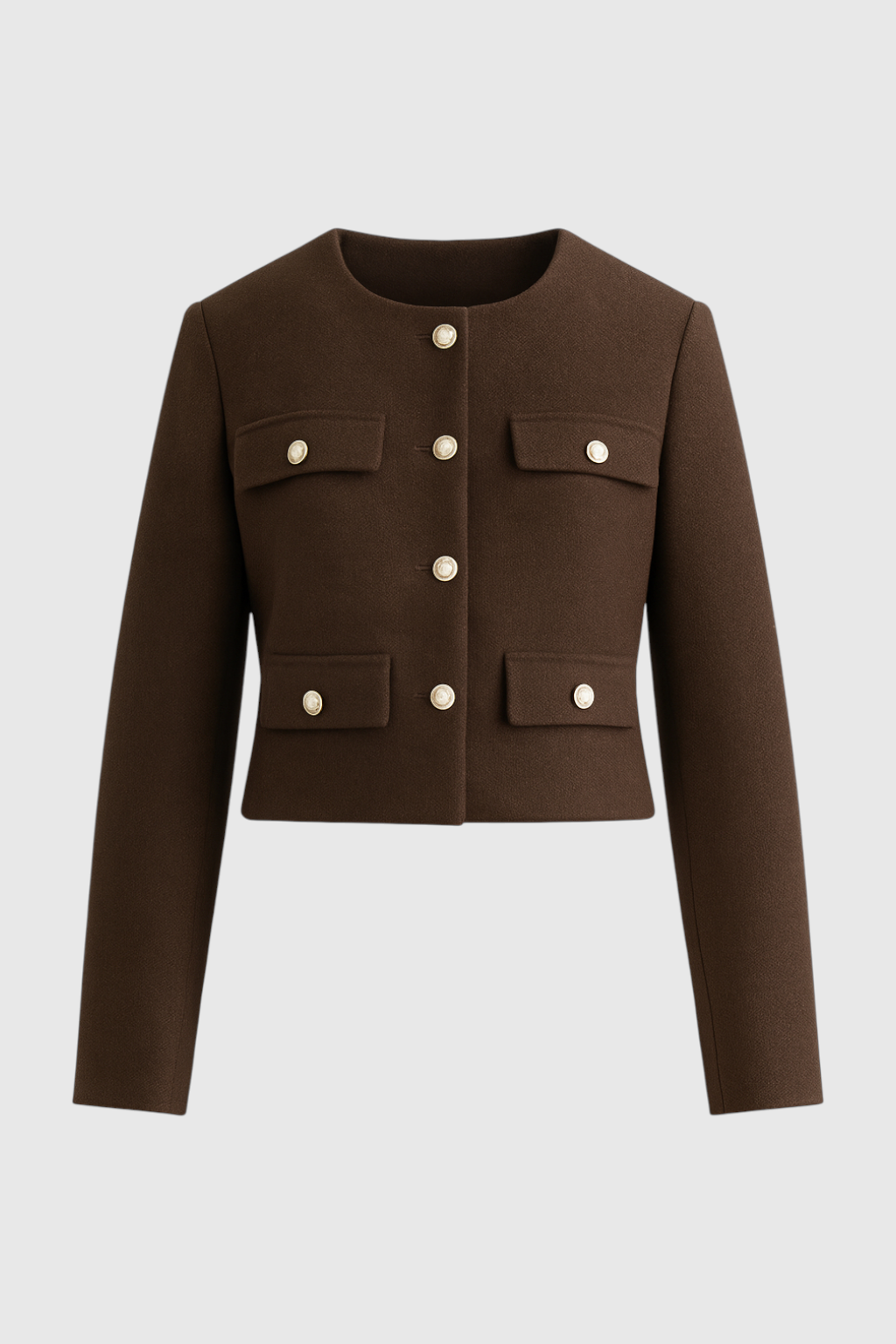 Victoria | Chic Dark Brown Short Jacket with Tailored Fit - Lumina