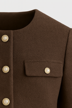Victoria | Chic Dark Brown Short Jacket with Tailored Fit - Lumina