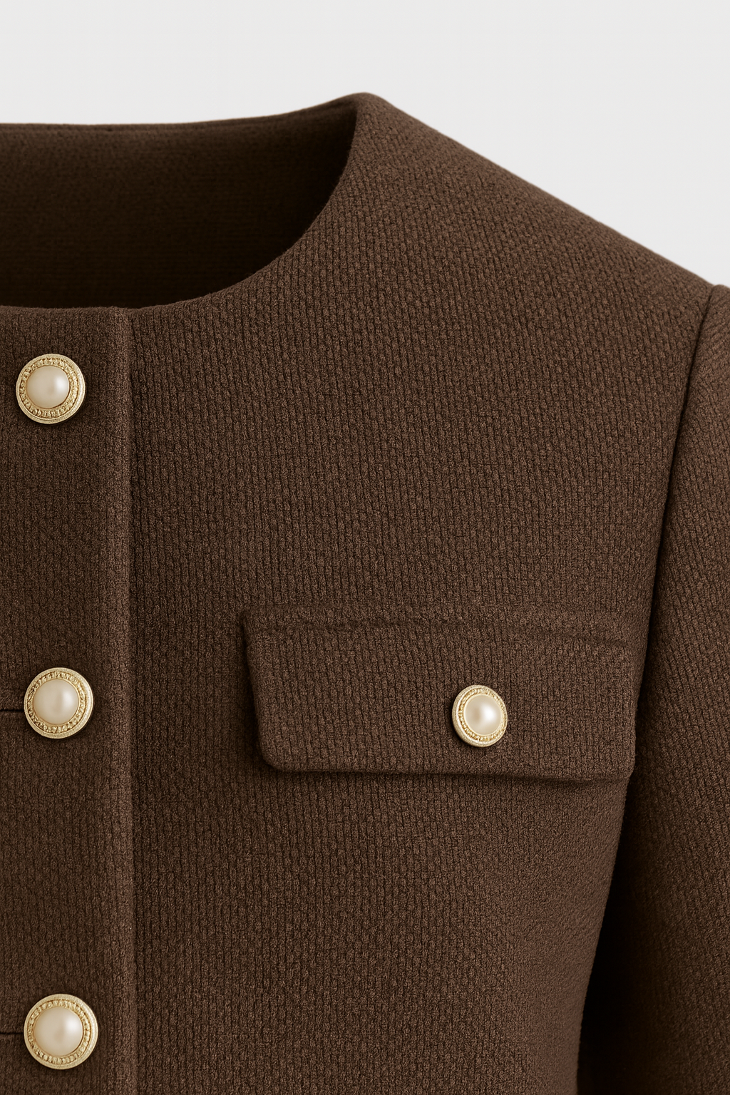 Victoria | Chic Dark Brown Short Jacket with Tailored Fit - Lumina