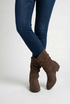 Victoria | Chic Dark Brown Suede Ankle Boots with Warm Lining - Lumina