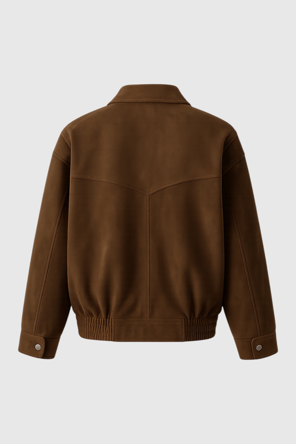 Victoria | Chic Dark Brown Suede Bomber Jacket with Zipper Closure - Lumina