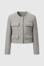 Victoria | Chic Gray Short Jacket with Versatile Style - Lumina
