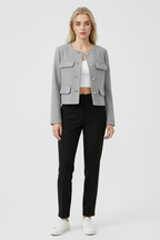Victoria | Chic Gray Short Jacket with Versatile Style - Lumina
